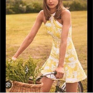 Alexis Yellow Jacquard Solana Mini Dress